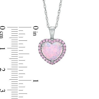 Heart-Shaped Lab-Created Opal and Pink Sapphire Pendant in Sterling Silver