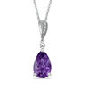 Thumbnail Image 0 of Pear-Shaped Amethyst and Diamond Accent Pendant in Sterling Silver