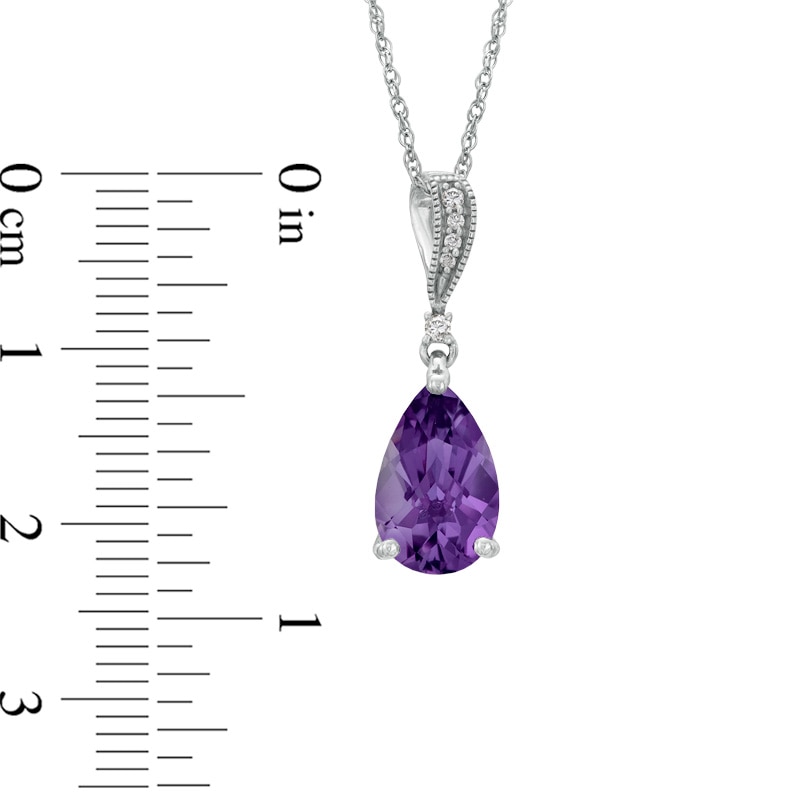 Pear-Shaped Amethyst and Diamond Accent Pendant in Sterling Silver