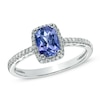 Thumbnail Image 1 of Cushion-Cut Tanzanite and 0.14 CT. T.W. Diamond Ring in 10K White Gold