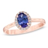 Thumbnail Image 0 of Oval Tanzanite and 0.09 CT. T.W. Diamond Ring in 10K Rose Gold