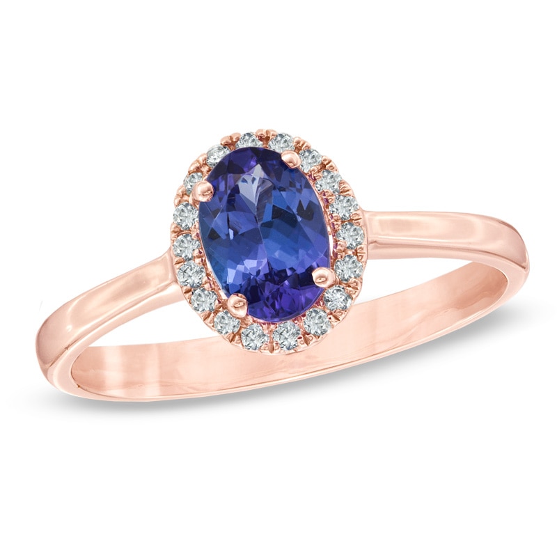 Oval Tanzanite and 0.09 CT. T.W. Diamond Ring in 10K Rose Gold|Peoples Jewellers