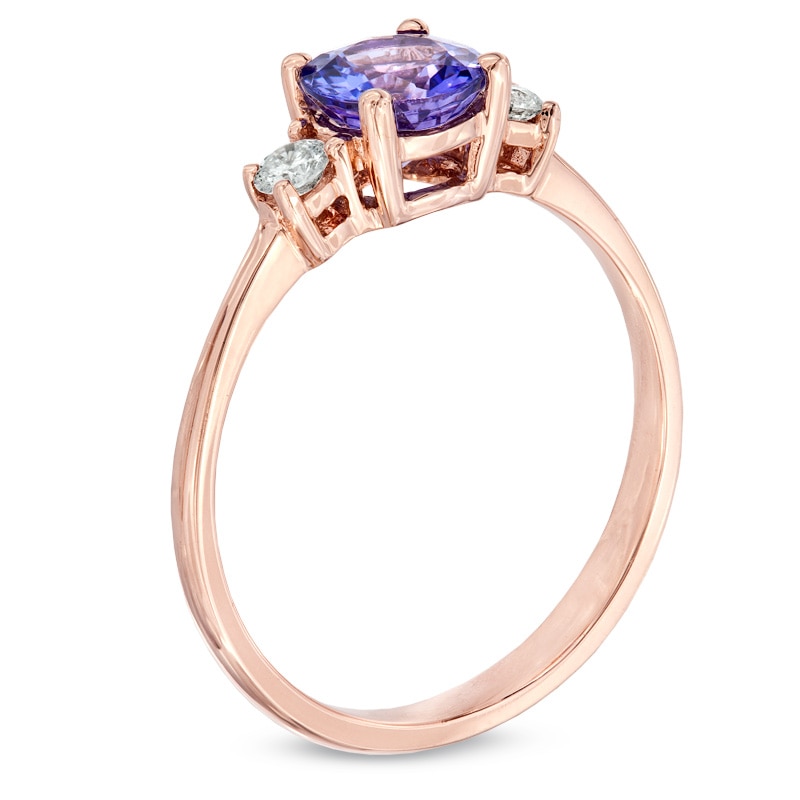 Main Image 2 of 6.0mm Tanzanite and 0.12 CT. T.W. Diamond Ring in 10K Rose Gold