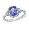 Thumbnail Image 0 of Cushion-Cut Tanzanite and 0.28 CT. T.W. Diamond Ring in 14K White Gold