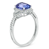 Thumbnail Image 1 of Cushion-Cut Tanzanite and 0.28 CT. T.W. Diamond Ring in 14K White Gold