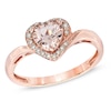 Thumbnail Image 0 of 6.0mm Heart-Shaped Morganite and 0.09 CT. T.W. Diamond Frame Ring in 10K Rose Gold