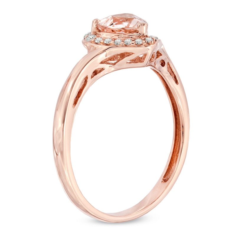 6.0mm Heart-Shaped Morganite and 0.09 CT. T.W. Diamond Frame Ring in 10K Rose Gold