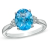 Oval Swiss Blue Topaz and Diamond Accent Ring in 10K White Gold
