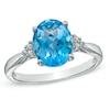 Thumbnail Image 0 of Oval Swiss Blue Topaz and Diamond Accent Ring in 10K White Gold