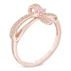 Thumbnail Image 1 of Lab-Created Pink and White Sapphire Cross Ring in Sterling Silver with 14K Rose Gold Plate