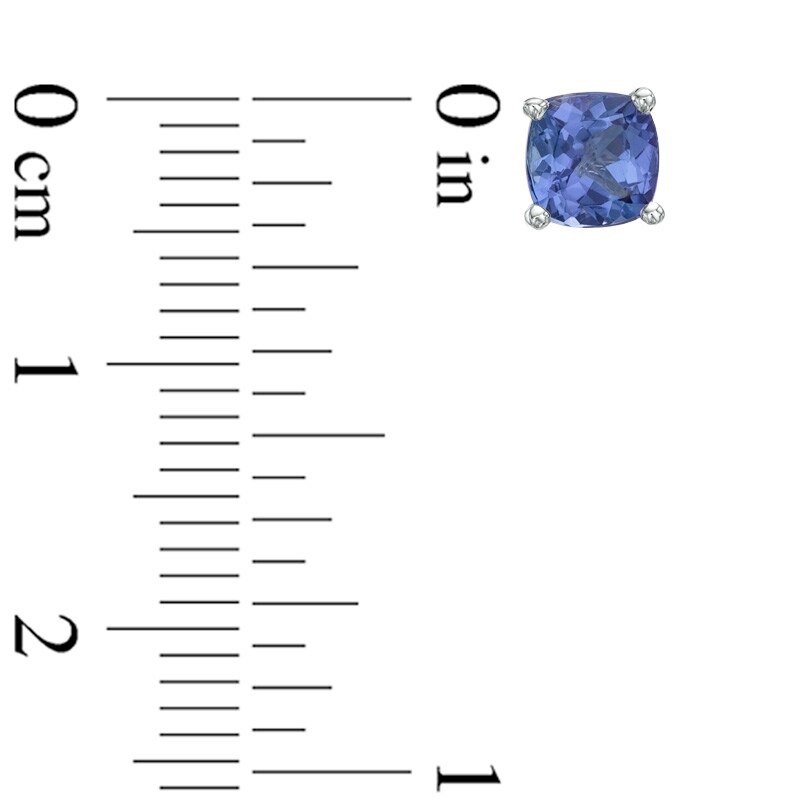 Main Image 2 of 5.0mm Cushion-Cut Tanzanite Stud Earrings in 10K White Gold