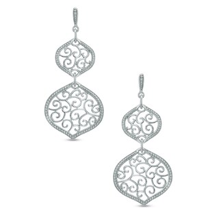 Filigree Double Drop Earrings in Sterling Silver