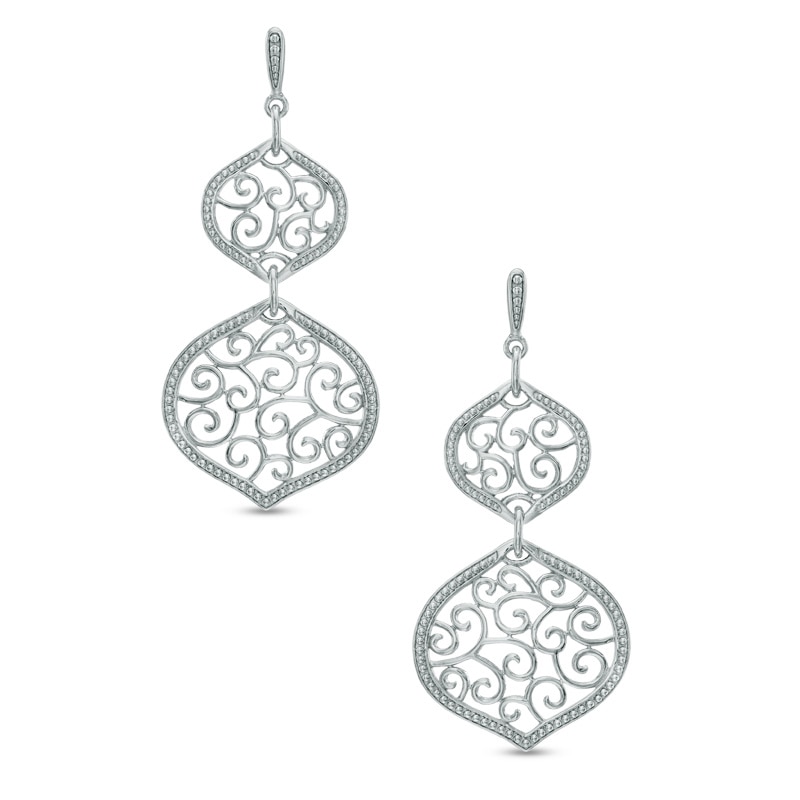 Filigree Double Drop Earrings in Sterling Silver|Peoples Jewellers