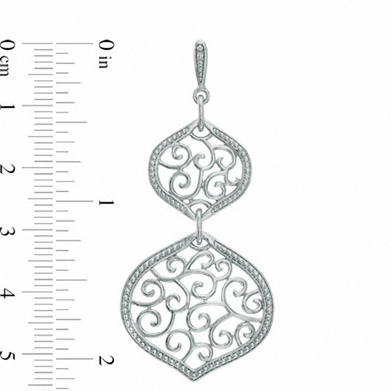 Filigree Double Drop Earrings in Sterling Silver
