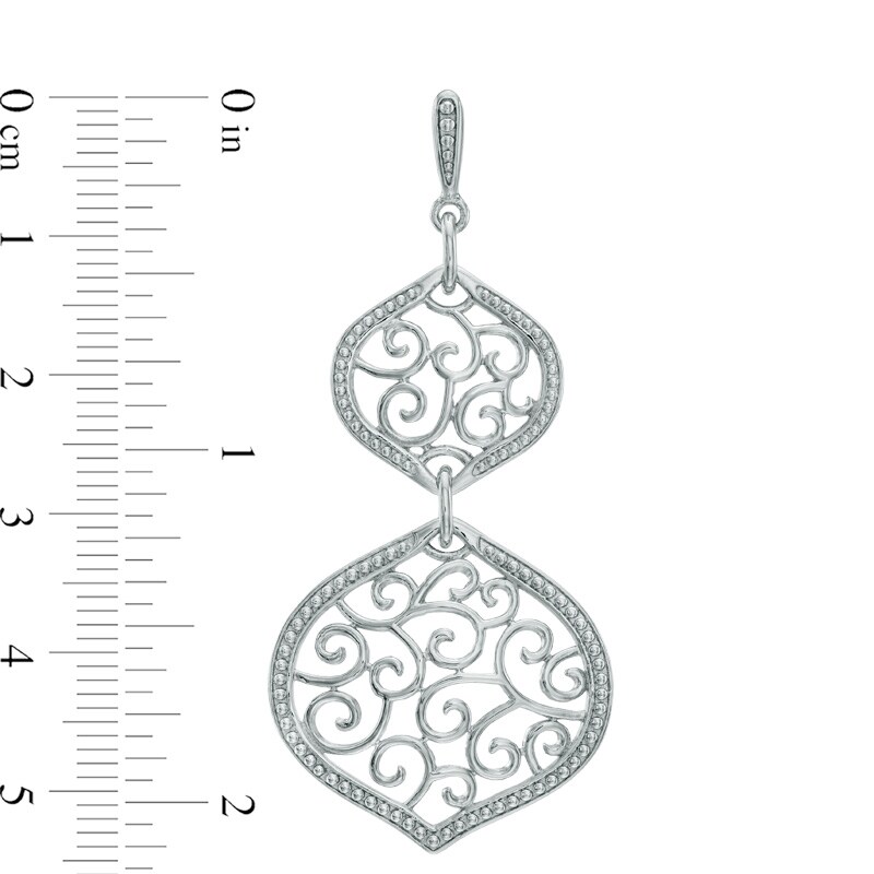 Main Image 2 of Filigree Double Drop Earrings in Sterling Silver