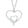 Thumbnail Image 0 of 0.05 CT. T.W. Diamond Double Heart Pendant in Sterling Silver