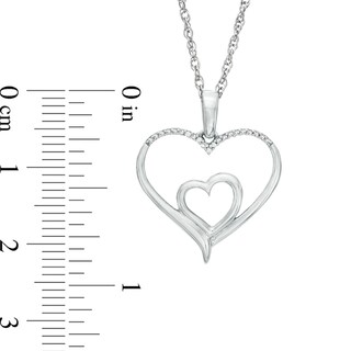 0.05 CT. T.W. Diamond Double Heart Pendant in Sterling Silver