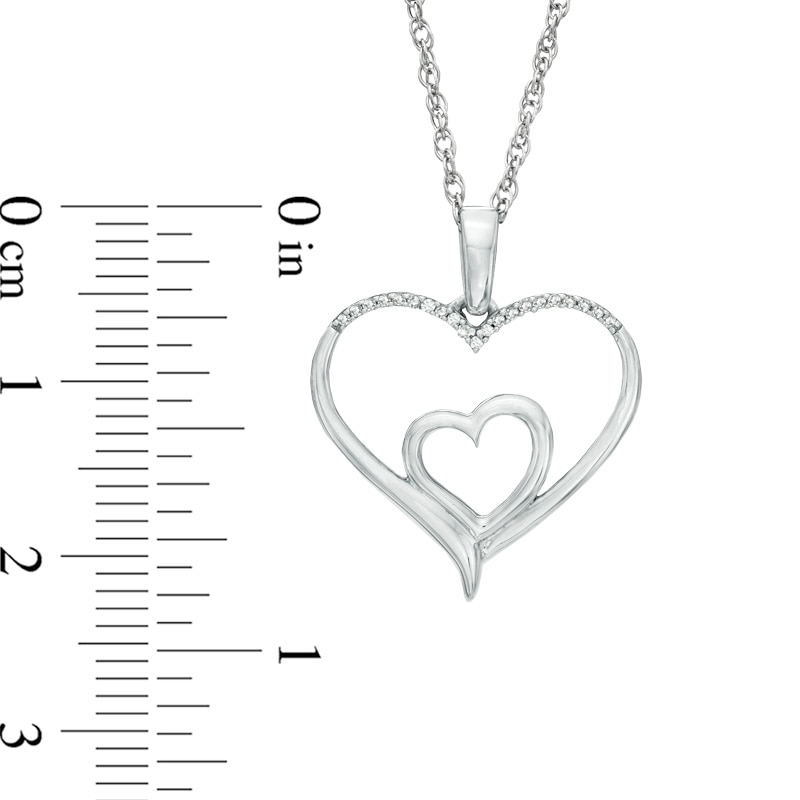 0.05 CT. T.W. Diamond Double Heart Pendant in Sterling Silver