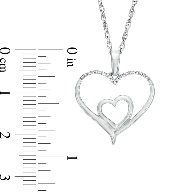 Main Image 2 of 0.05 CT. T.W. Diamond Double Heart Pendant in Sterling Silver