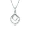 Thumbnail Image 1 of 0.05 CT. T.W. Diamond Open Double Teardrop Pendant in Sterling Silver