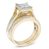 Thumbnail Image 1 of 1.50 CT. T.W. Quad Princess-Cut Diamond Frame Bridal Set in 14K Gold