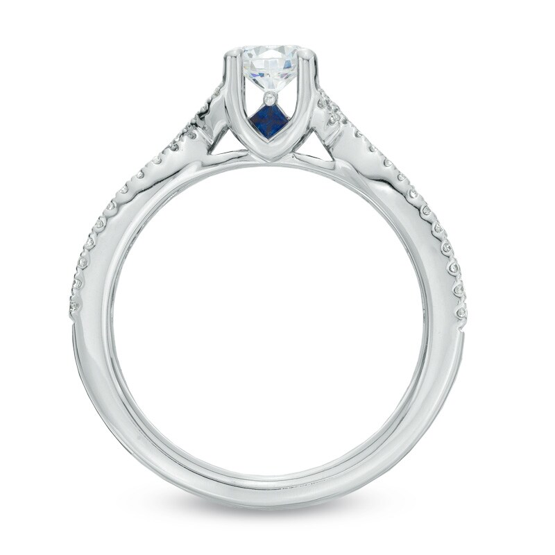 Vera Wang Love Collection 0.70 CT. T.W. Diamond and Blue Sapphire Engagement Ring in 14K White Gold