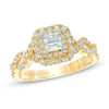 Vera Wang Love Collection 0.95 CT. T.W. Princess-Cut Diamond Double Frame Engagement Ring in 14K Gold