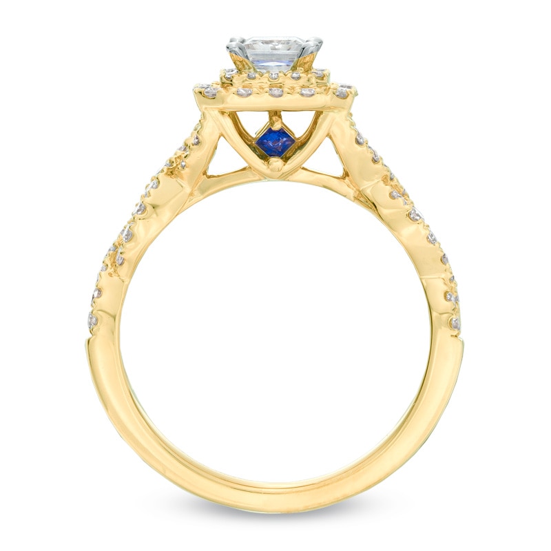 Vera Wang Love Collection 0.95 CT. T.W. Princess-Cut Diamond Double Frame Engagement Ring in 14K Gold