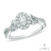 Thumbnail Image 0 of Vera Wang Love Collection 0.70 CT. T.W. Oval Diamond Frame Engagement Ring in 14K White Gold