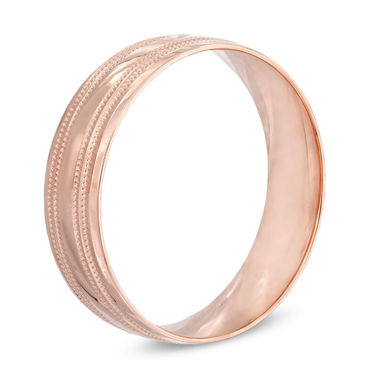 Main Image 2 of Men's 6.0mm Double Milgrain Comfort Fit Wedding Band in 10K Rose Gold