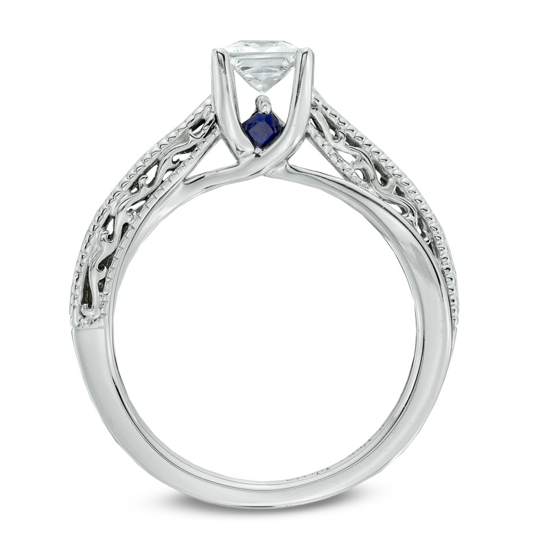 Main Image 3 of Vera Wang Love Collection 0.45 CT. Princess-Cut Diamond Solitaire Scroll Engagement Ring in 14K White Gold