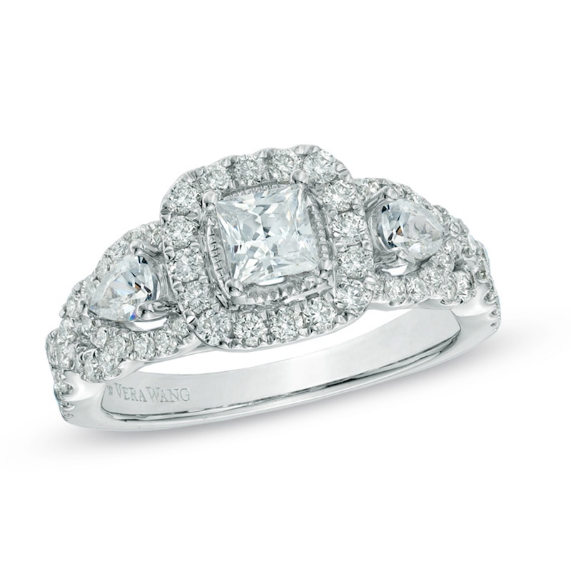 Vera Wang Love Collection 1.45 CT. T.W. Princess-Cut Diamond Three Stone Engagement Ring in 14K White Gold|Peoples Jewellers