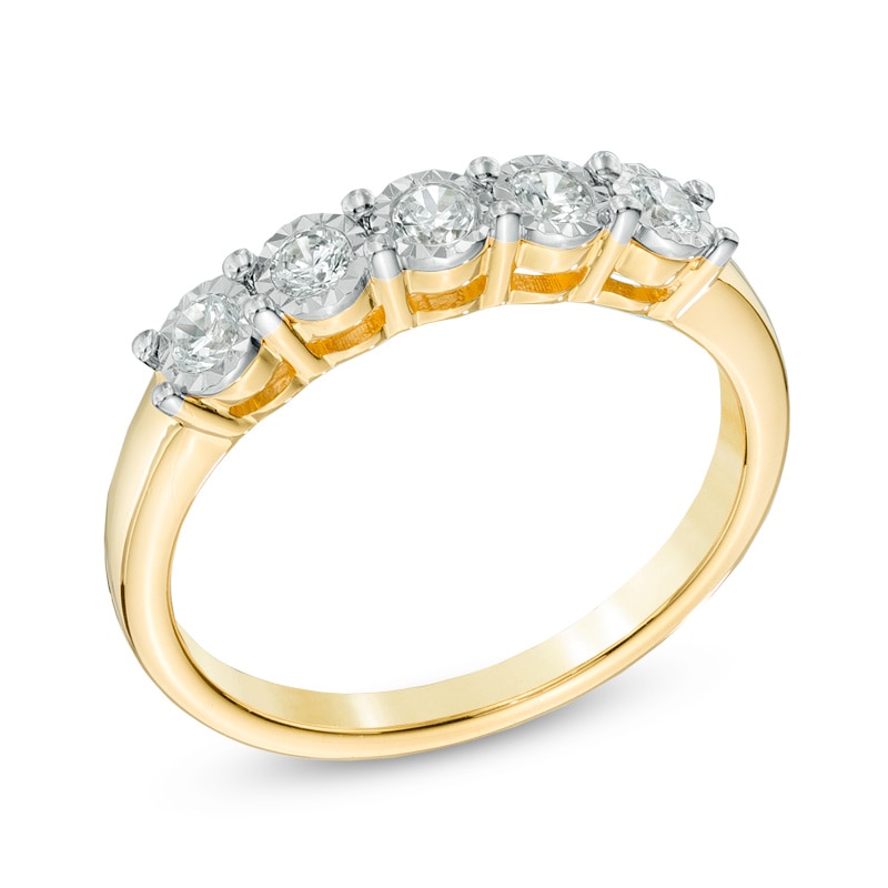 Main Image 2 of 0.25 CT. T.W. Diamond Five Stone Band in 10K Gold