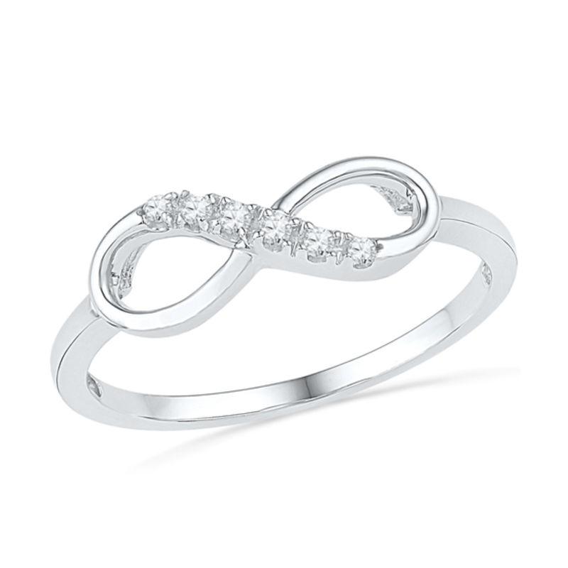 Diamond Accent Infinity Ring in 10K White Gold|Peoples Jewellers