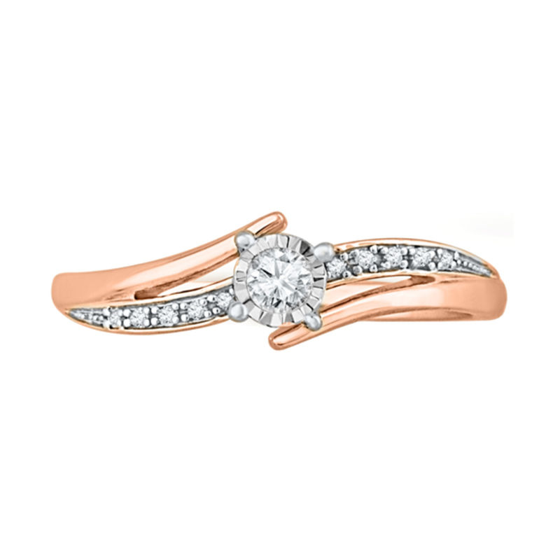 0.13 CT. T.W. Diamond Ribbon Promise Ring in 10K Rose Gold