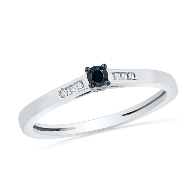 0.16 CT. T.W. Enhanced Black and White Diamond Promise Ring in 10K White Gold|Peoples Jewellers