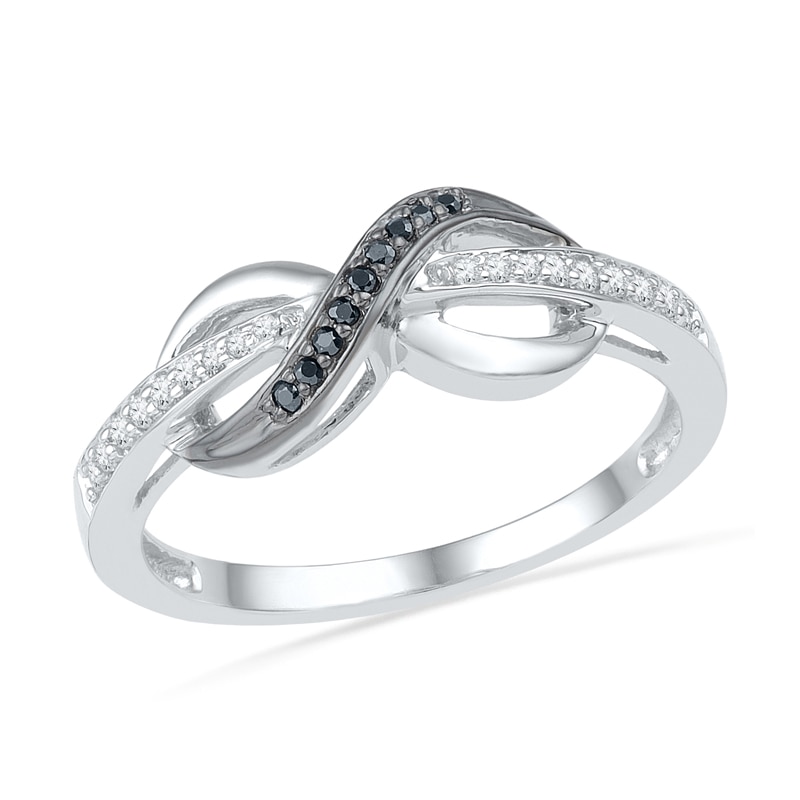 0.12 CT. T.W. Enhanced Black and White Diamond Infinity Ring in 10K White Gold|Peoples Jewellers