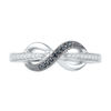 Thumbnail Image 1 of 0.12 CT. T.W. Enhanced Black and White Diamond Infinity Ring in 10K White Gold