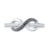 Thumbnail Image 2 of 0.12 CT. T.W. Enhanced Black and White Diamond Infinity Ring in 10K White Gold