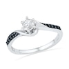 Thumbnail Image 0 of 0.16 CT. T.W. Enhanced Black and White Diamond Swirl Promise Ring in 10K White Gold