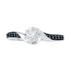 Thumbnail Image 1 of 0.16 CT. T.W. Enhanced Black and White Diamond Swirl Promise Ring in 10K White Gold