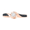 Thumbnail Image 1 of 0.16 CT. T.W. Enhanced Black and White Diamond Swirl Promise Ring in 10K Rose Gold