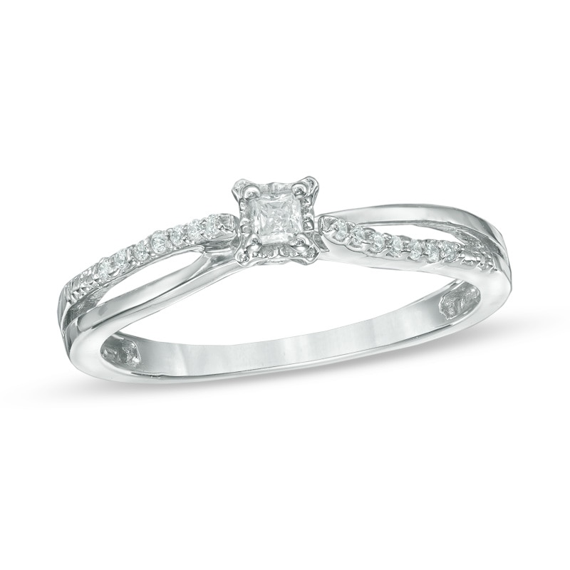 10K White Gold 0.15CTW Diamond Promise Ring