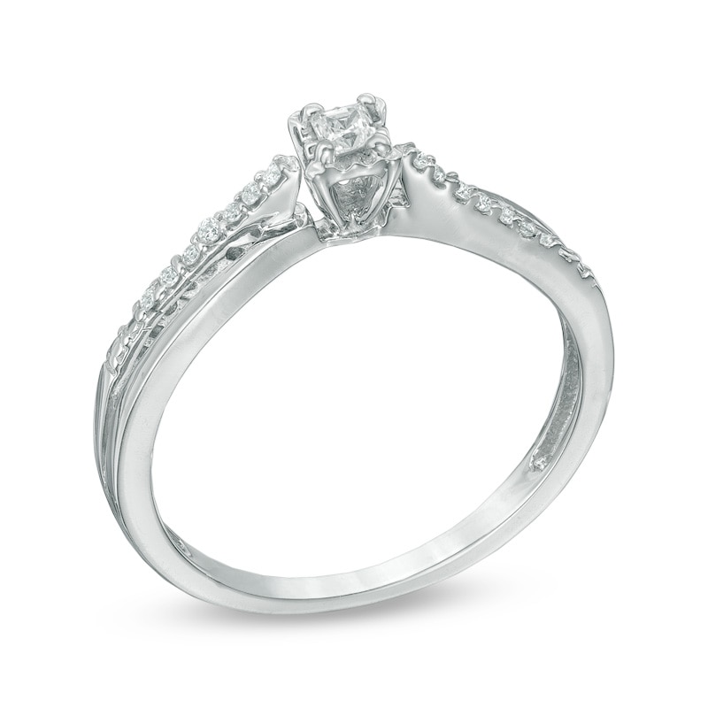 0.12 CT. T.W. Princess-Cut Diamond Split Shank Promise Ring in 10K White Gold