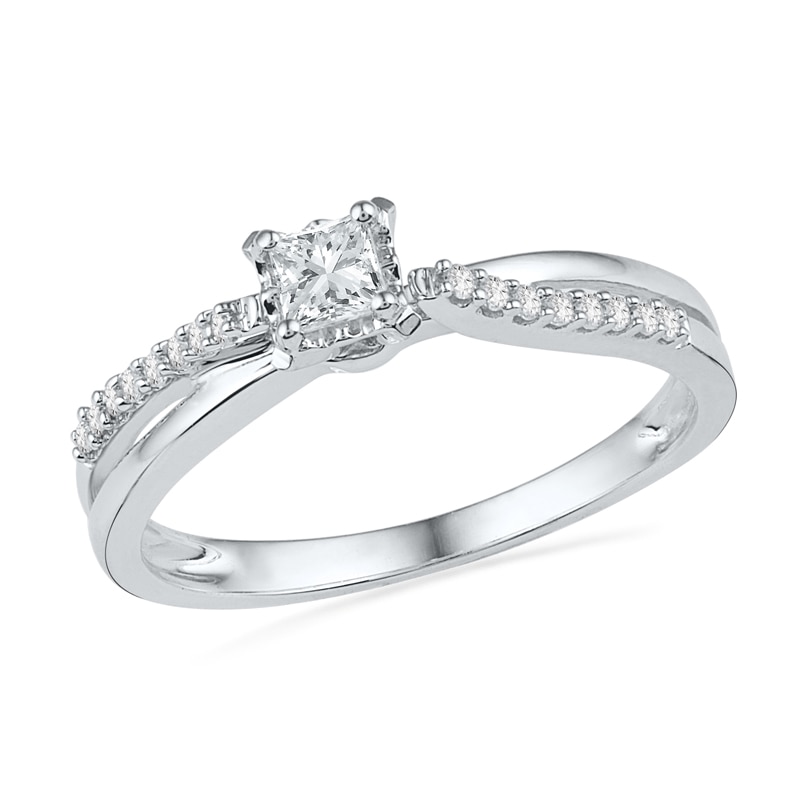 0.25 CT. T.W. Princess-Cut Diamond Split Shank Promise Ring in 10K White Gold|Peoples Jewellers