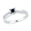 Thumbnail Image 0 of 0.25 CT. T.W. Enhanced Black and White Diamond Split Shank Promise Ring in 10K White Gold