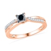 Thumbnail Image 0 of 0.25 CT. T.W. Enhanced Black and White Diamond Split Shank Promise Ring in 10K Rose Gold
