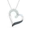 Thumbnail Image 0 of 0.25 CT. T.W. Enhanced Black and White Diamond Tilted Heart Pendant in Sterling Silver