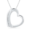 Diamond Accent Tilted Heart Pendant in 10K Gold