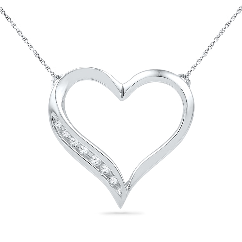 Diamond Accent Heart Pendant in 10K White Gold